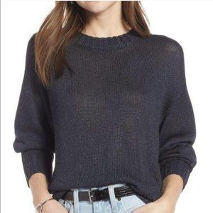 Something Navy Blue Sweater w/ Metallic Threading